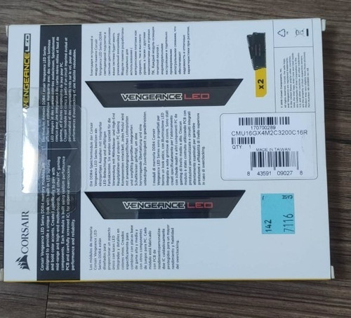 Imagem 4 de 5 de Memo Corsair Vengeance Led Verm 16 Gb-2x8 Gb-ddr4 Dram 3200