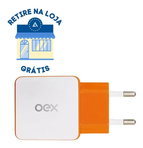 Carregador De Tomada Com Duas Entradas Usb Oex Cg201 Laranja