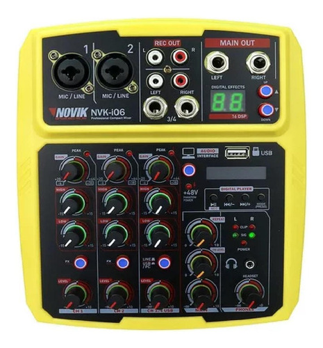 Consola Mixer Con Interfaz Usb Novik Neo Nvk-i06 Amarilla