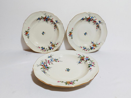 Juego 3 Platos Hondos Porcelana Limoges Royale