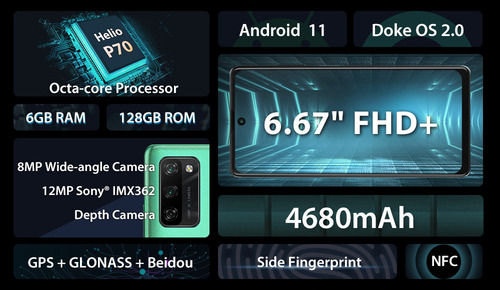 Xinnuo Teléfono Inteligente Blackview A100 Helio P70 Octa Co