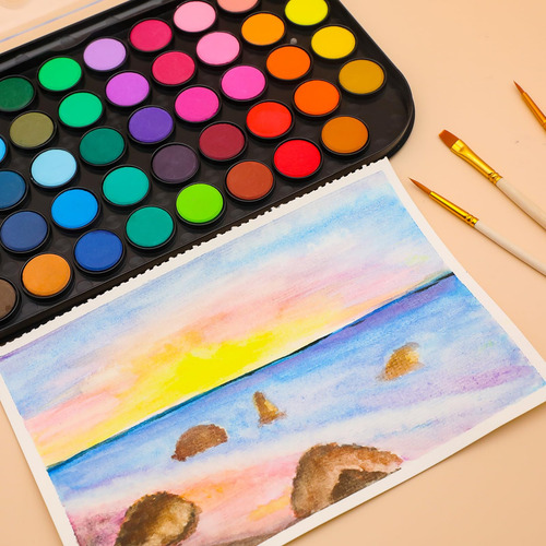 Artecho Set De Pintura De Acuarela 48 Colores Con 3 Pinceles