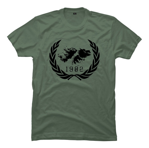 Remera Islas Malvinas Argentinas 1982 Verde Militar - D2