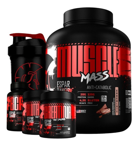 Suplemento em pó Espartanos  Anti-catabolic Muscle Mass carboidratos Muscle Mass sabor  chocolate em pote de 1800g 5 un  pacote x 5 u