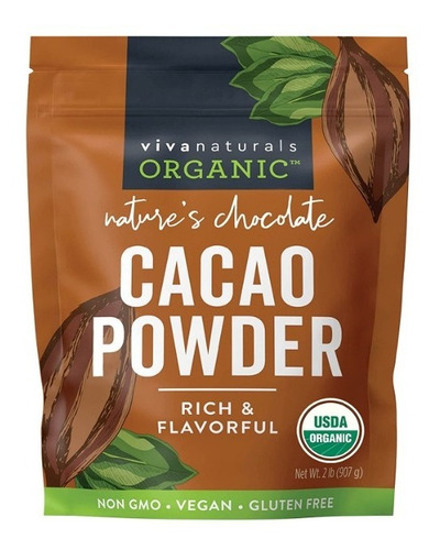 Polvo Orgánico Del Cacao De Non-gmo De Viva Naturals, Bolso