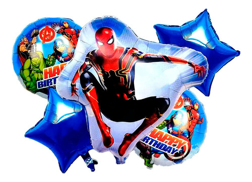 Bouquet Globos Spiderman Rojo Avengers Super Héroe Fiesta