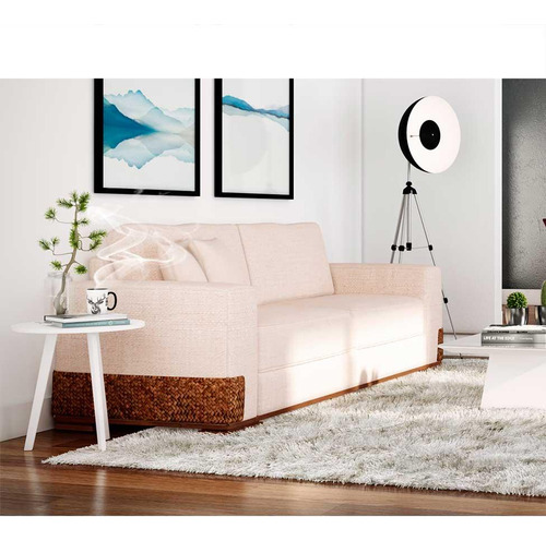 Sofá 3 Lugares Bretanha Linho Creme Ii Cor Marrom-claro