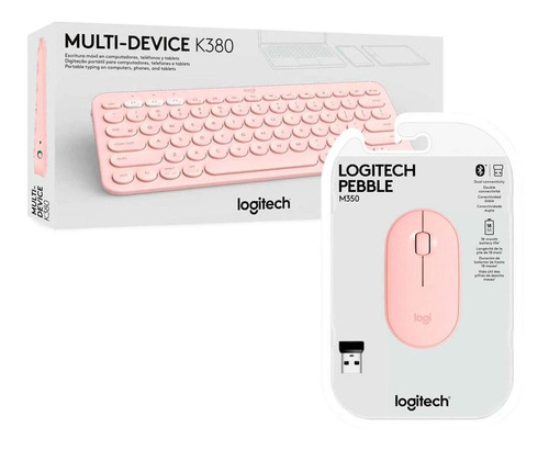 Teclado Logitech K380 Rose + Mouse Pebble M350 Rose