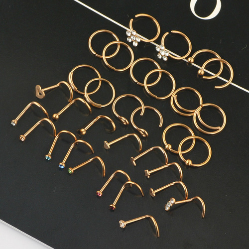 Anillos Nasales De 20 G Para Mujer, 32 Unidades