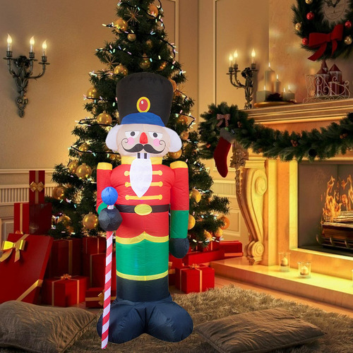 Cascanueces Inflable Navideño De 8 Pies Con 3 Luces Led