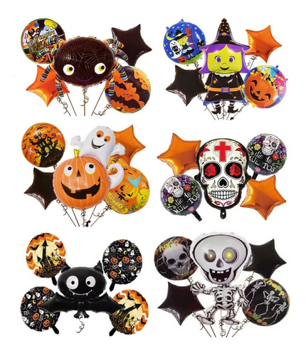 Set 5 Globos Metalicos Halloween- Varios Diseños Globifiesta
