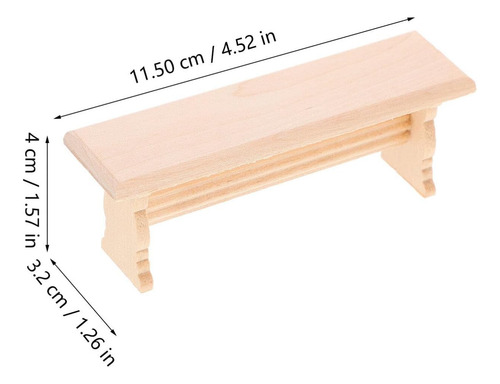 Toyvian Banco De Madera En Miniatura, Casa De Muñecas, Mini