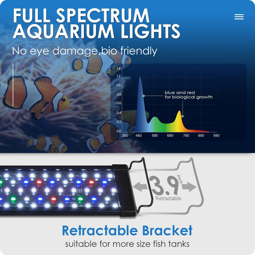 Luz De Acuario, Modo Natural De 14 W, 24 Horas Al Dia, 7 ...