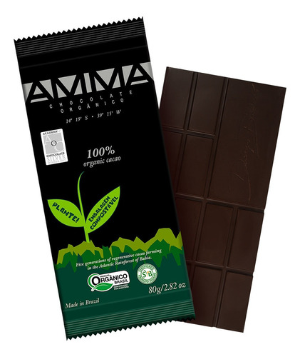 Kit 6x: Chocolate 100% Cacau Orgânico Amma Chocolate 80g