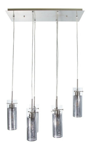 Lámpara Colgante Plateada E27 60w 6 Luces Estructura Gris