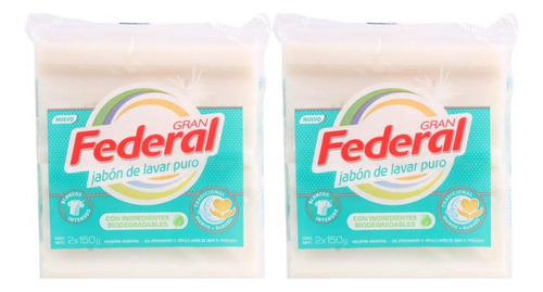 Jabón De Lavar Blanco Puro Gran Federal 2 X 150grs Pack X2u