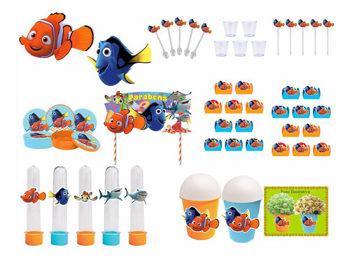 Kit Festa Procurando Nemo (155 Peças)  20 Pessoas