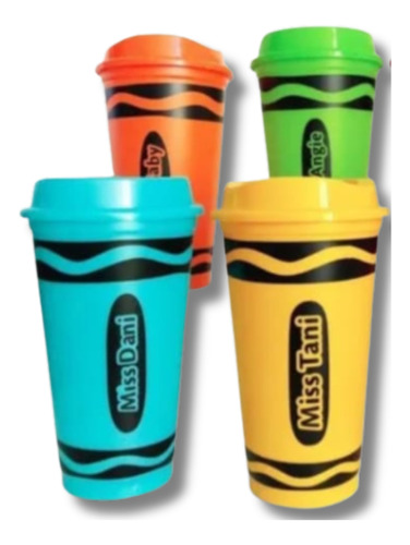 Vaso Cafetero Pack 4 Pzs Personalizado Crayola.