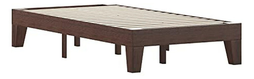 Evelyn - Cama Con Plataforma De Madera, Acabado En Nogal, Do