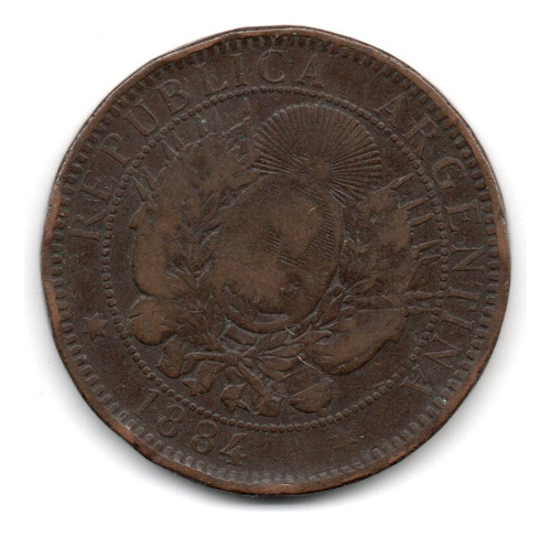 Argentina Moneda Cobre 2 Centavos Patacon Año 1884