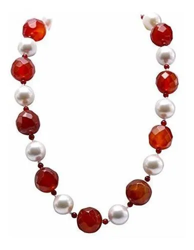 Collar De Ágata Roja Y Concha Marina Jyxjewelry