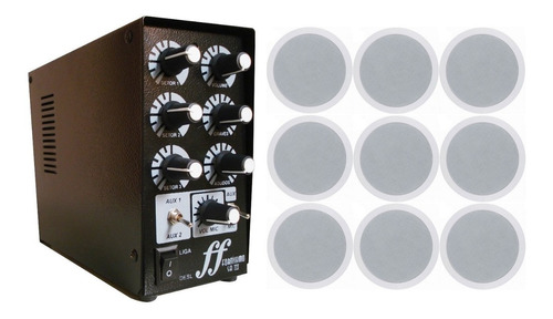 Kit 9 Caixa Som Arandela Embutir + Amplificador Setorizador