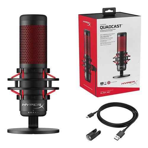 Imagen 4 de 5 de Micrófono Pc Streaming Youtube Twitch Hyperx Quadcast Negro