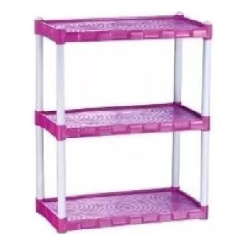 Estante Modular Rosa 3 Prateleiras 75x55x25cm Organização