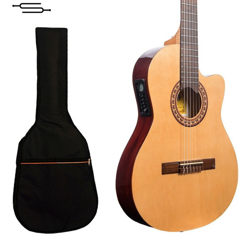 Imagen 1 de 7 de Guitarra Electro Criolla Gracia G10eq Media Caja +funda Cuot