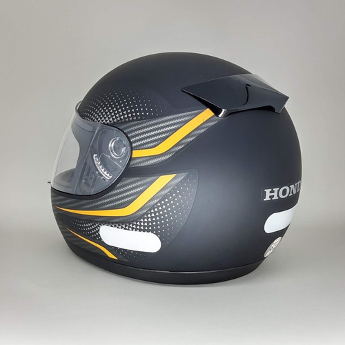 Imagem 2 de 6 de Capacete Honda Fechado Hfs Wing Preto Fosco/laranja