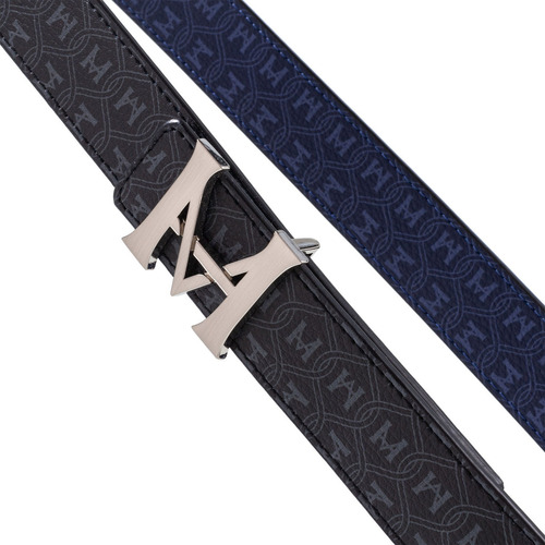 Cinturon Hombre Casual Monograma Doble Faz 3.5 Cm Noche Azul Talla L