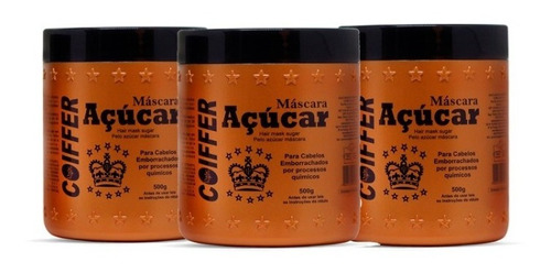 Kit 3 Máscaras De Açucar Coiffer Cabelos Quebradiços 500g