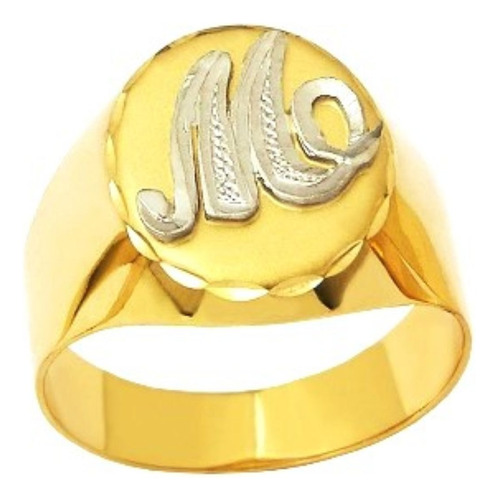 Anel Tradicional Com Letra Classico Ouro 18k Amarelo 6.3g