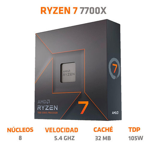 Procesador Amd Ryzen 7 7700x 5.4ghz 8 Core Am5 100-100000591