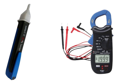 Kit Alicate Amperímetro Mini Cat 600v+detector Tensão Minipa