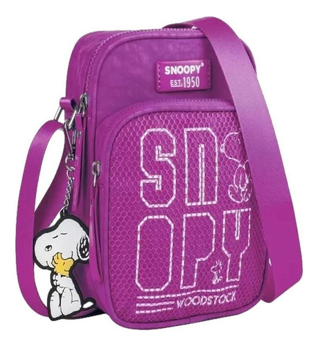 Bolsa Snoopy Cross Transversal Nylon Alça Regulável Sp2379 