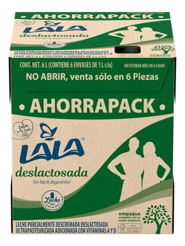 Leche Lala Deslactosada Caja Con 6 Pzas De 1 L