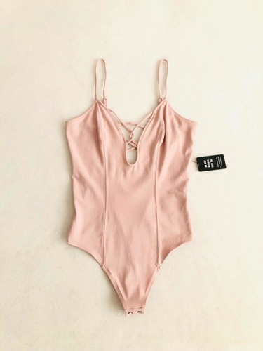 Sexy Bodysuit Express Escotado Tanga Rosa Claro Original