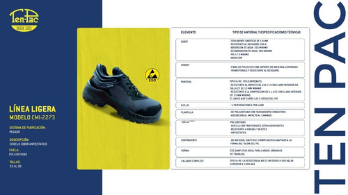 Imagen 5 de 5 de Calzado De Seguridad Ten-pac Choclo Cyber Tenis Color Gris