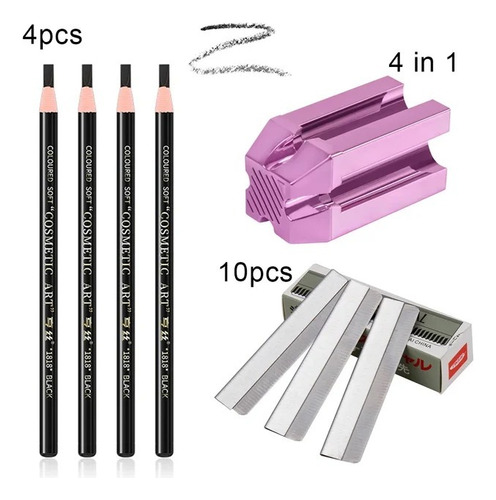 Lapices Para Diseño De Cejas Con Navajas Y Afilador