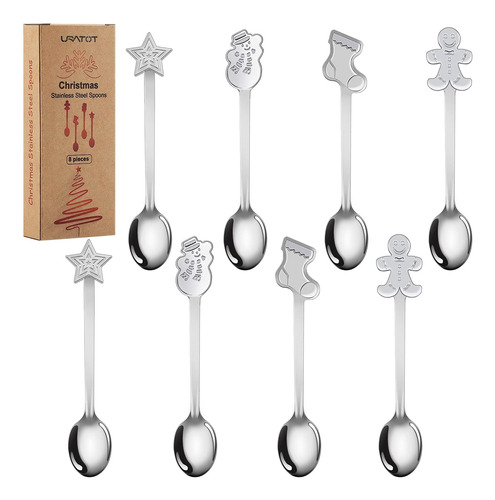 Uratot 8 Piezas Cucharas De Acero Inoxidable Café Té Postre 