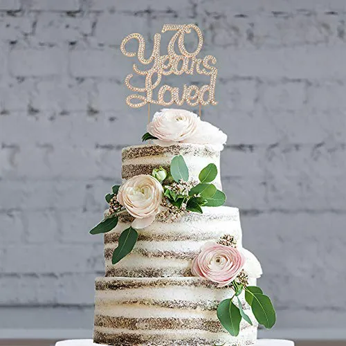 Topper De Pastel 70 Años - Rose Gold - Decoración Brillante
