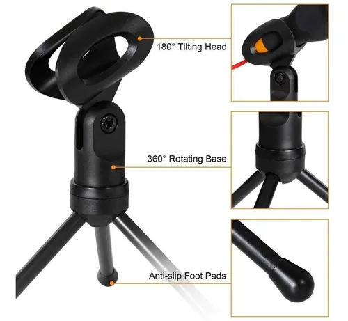 Micrófono Condensador Camara Pc Computador Celular + Trípode