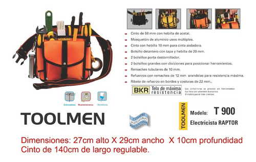 Imagen 2 de 8 de Cinturon Porta Herramientas Toolmen T900 Raptor + T72 + T999