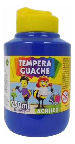 Tinta Tempera Guache Escolar Acrilex 250ml Cor Azul