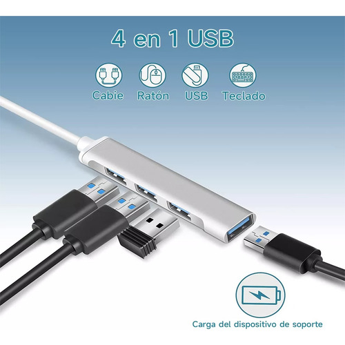 Hub Adaptador Multi-puerto Delgado De 4 Puertos Usb 3.0