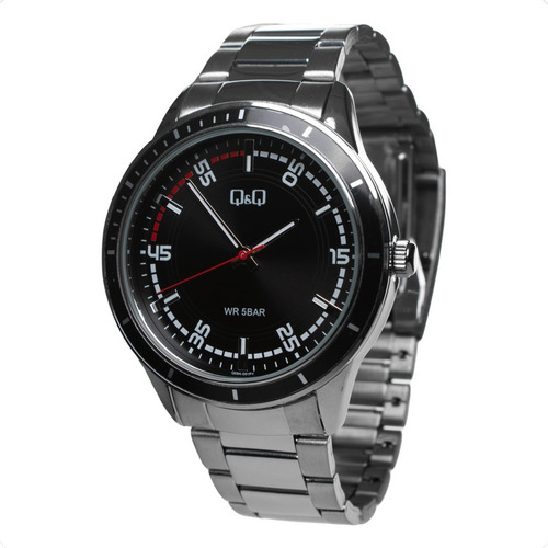 Reloj Q&q Hombre Plata Analógico Q09a001py Color de la correa Plateado Color del bisel Negro Color del fondo Negro