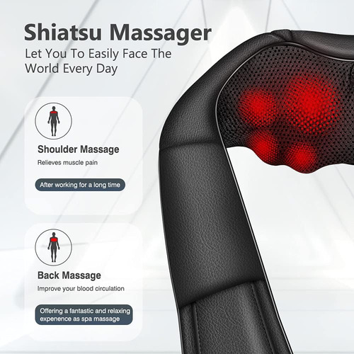 Masajeador Cervical Con Calor, Masajeador Shiatsu Para Cu...
