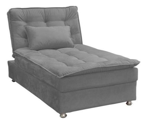 Sofá Cama Chaise 1 Lugar Penelope - Veludo Chumbo