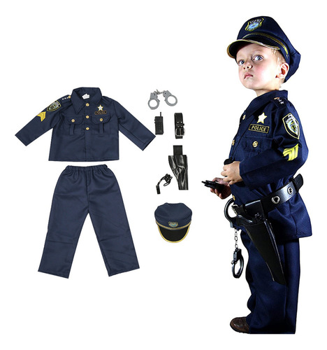 Traje De Policía Para Niños, Disfraz De Cosplay De Halloween